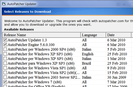 windows 7 updates with autopatcher 1.3 onwards